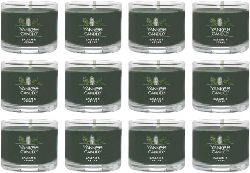 image:imageYankee Candle Mini Jar Scented Candles Small Single Wick Candle Set for Home Fragrance Soy Wax Blend Long Lasting Burn Shimmering Christmas Tree Pack of 6Balsam Cedar