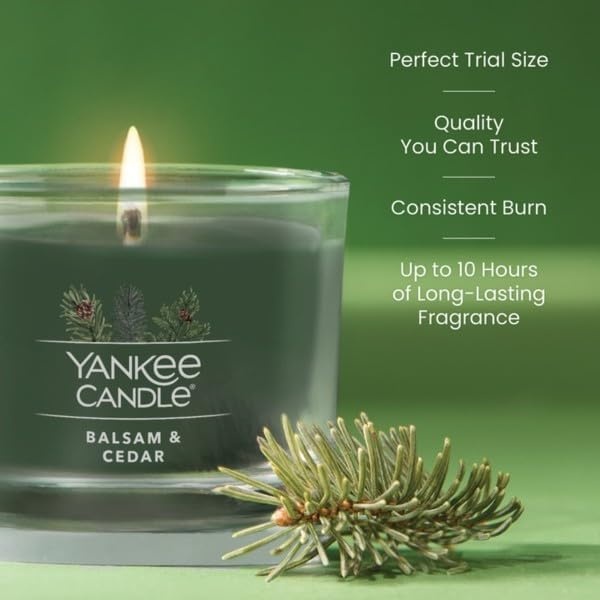 image:imageYankee Candle Mini Jar Scented Candles Small Single Wick Candle Set for Home Fragrance Soy Wax Blend Long Lasting Burn Shimmering Christmas Tree Pack of 6Balsam Cedar
