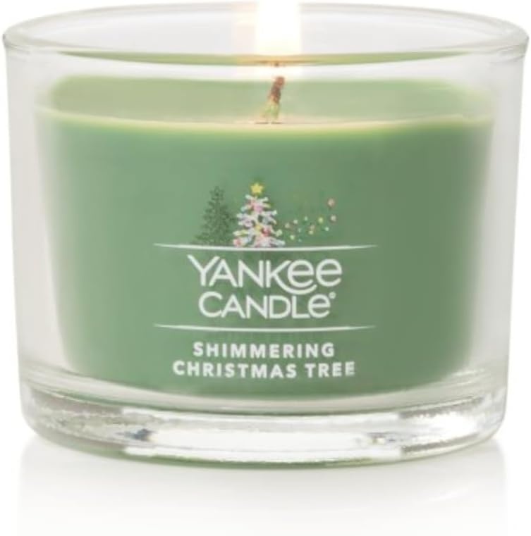 image:imageYankee Candle Mini Jar Scented Candles Small Single Wick Candle Set for Home Fragrance Soy Wax Blend Long Lasting Burn Shimmering Christmas Tree Pack of 6Shimmering Christmas Tree