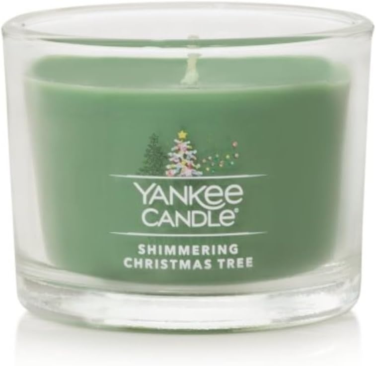 image:imageYankee Candle Mini Jar Scented Candles Small Single Wick Candle Set for Home Fragrance Soy Wax Blend Long Lasting Burn Shimmering Christmas Tree Pack of 6Shimmering Christmas Tree