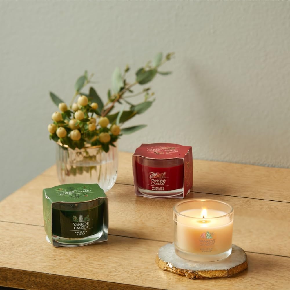 image:imageYankee Candle Mini Jar Scented Candles Small Single Wick Candle Set for Home Fragrance Soy Wax Blend Long Lasting Burn Shimmering Christmas Tree Pack of 6Balsam Cedar