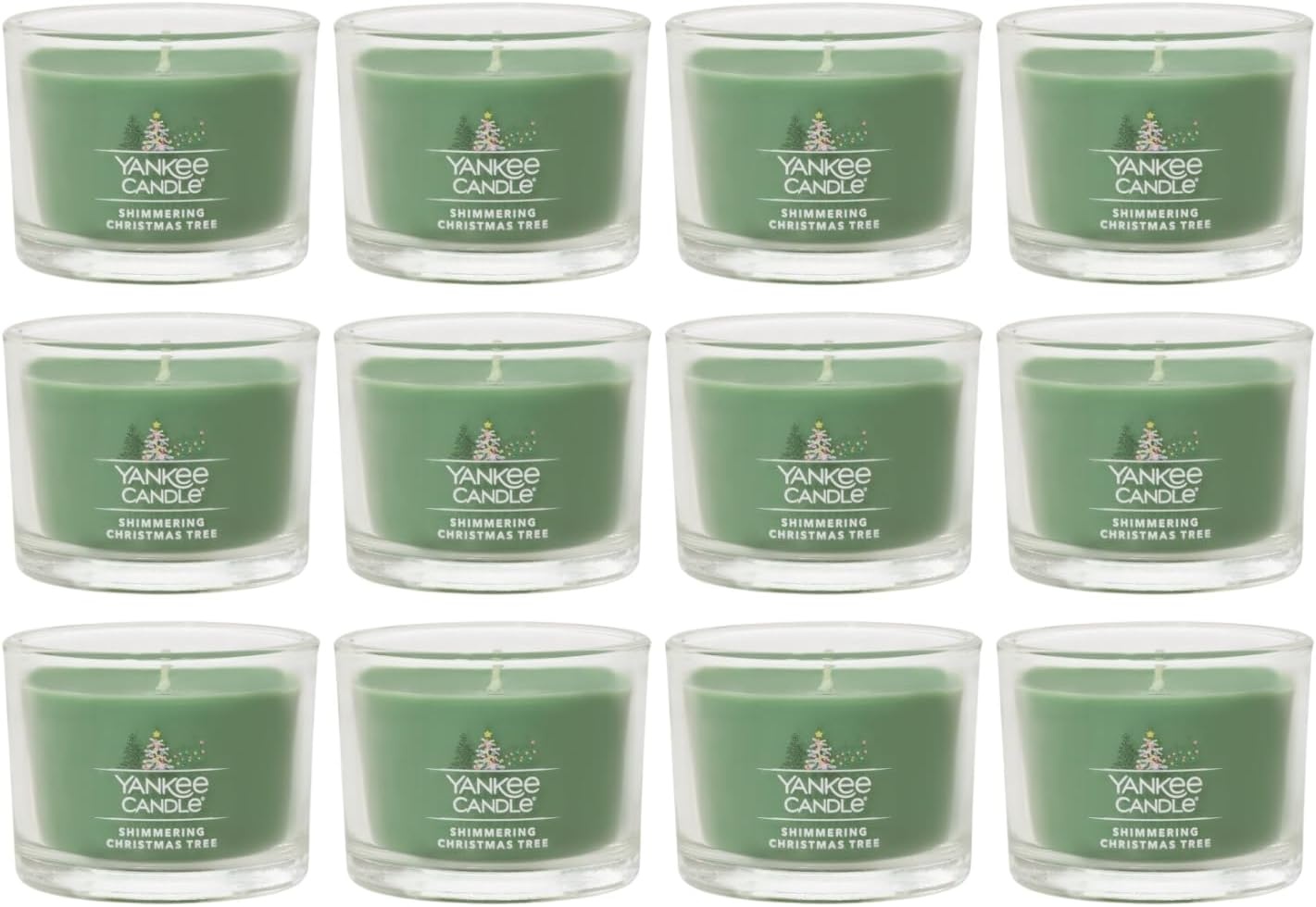 image:imageYankee Candle Mini Jar Scented Candles Small Single Wick Candle Set for Home Fragrance Soy Wax Blend Long Lasting Burn Shimmering Christmas Tree Pack of 6Shimmering Christmas Tree
