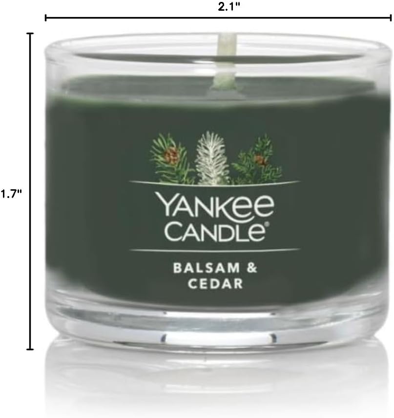 image:imageYankee Candle Mini Jar Scented Candles Small Single Wick Candle Set for Home Fragrance Soy Wax Blend Long Lasting Burn Shimmering Christmas Tree Pack of 6Balsam Cedar