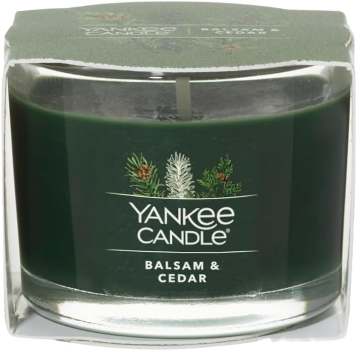 image:imageYankee Candle Mini Jar Scented Candles Small Single Wick Candle Set for Home Fragrance Soy Wax Blend Long Lasting Burn Shimmering Christmas Tree Pack of 6Balsam Cedar