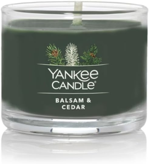 image:imageYankee Candle Mini Jar Scented Candles Small Single Wick Candle Set for Home Fragrance Soy Wax Blend Long Lasting Burn Shimmering Christmas Tree Pack of 6Balsam Cedar