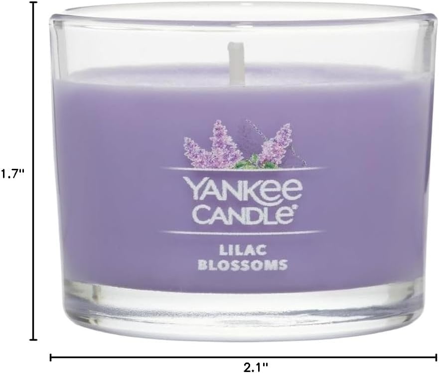 image:imageYankee Candle Mini Jar Scented Lilac Blossoms Premium Floral Home Fragrance Wax Blend Long Lasting Aroma for Daily Relaxation 13 Ounce Pack of 4