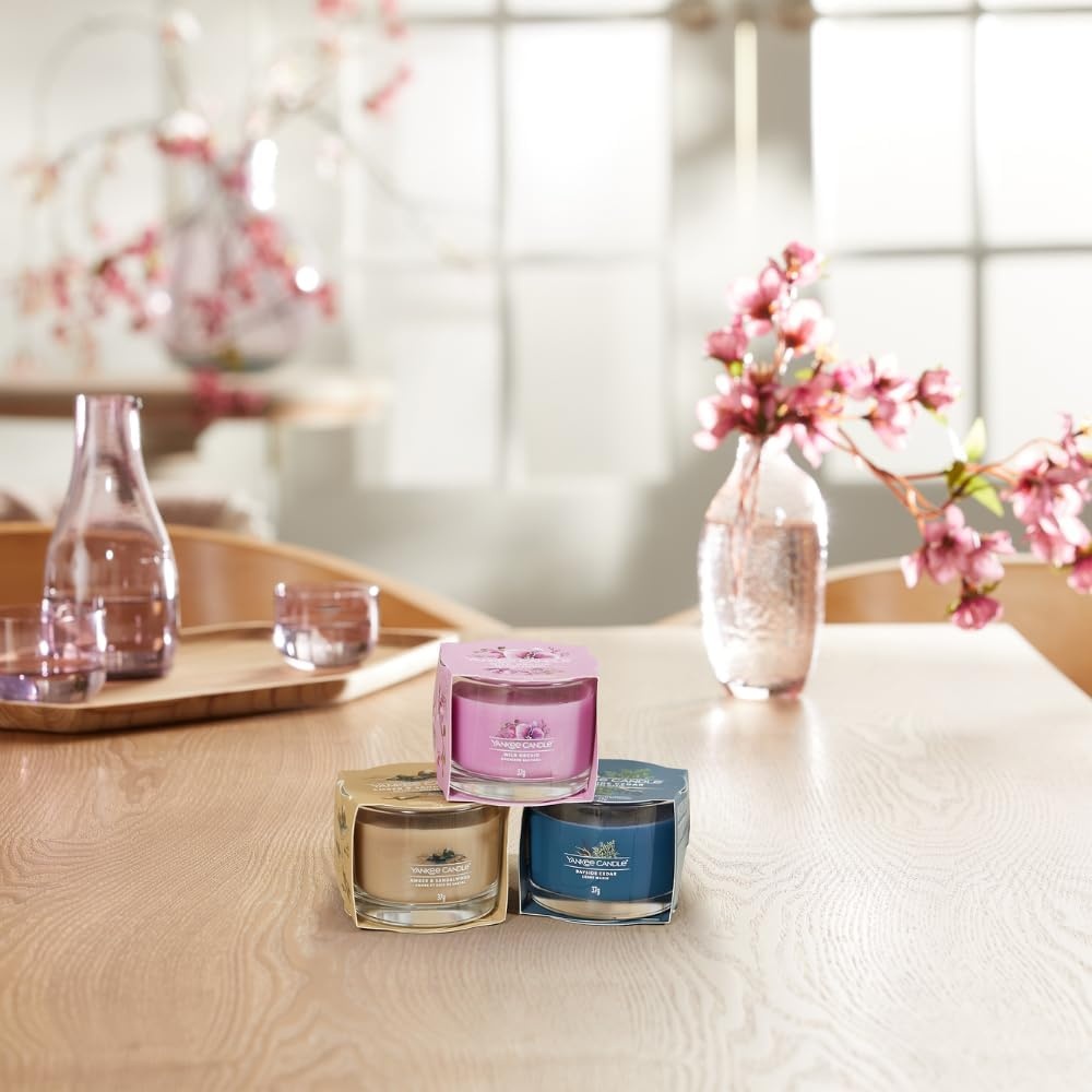 image:imageYankee Candle Mini Jar Wild Orchid Floral Fragrance Decorative Votive Candle Set for Gifting and Ambience Clean Burning Natural Fiber Wick 13 Ounce Pack of 4
