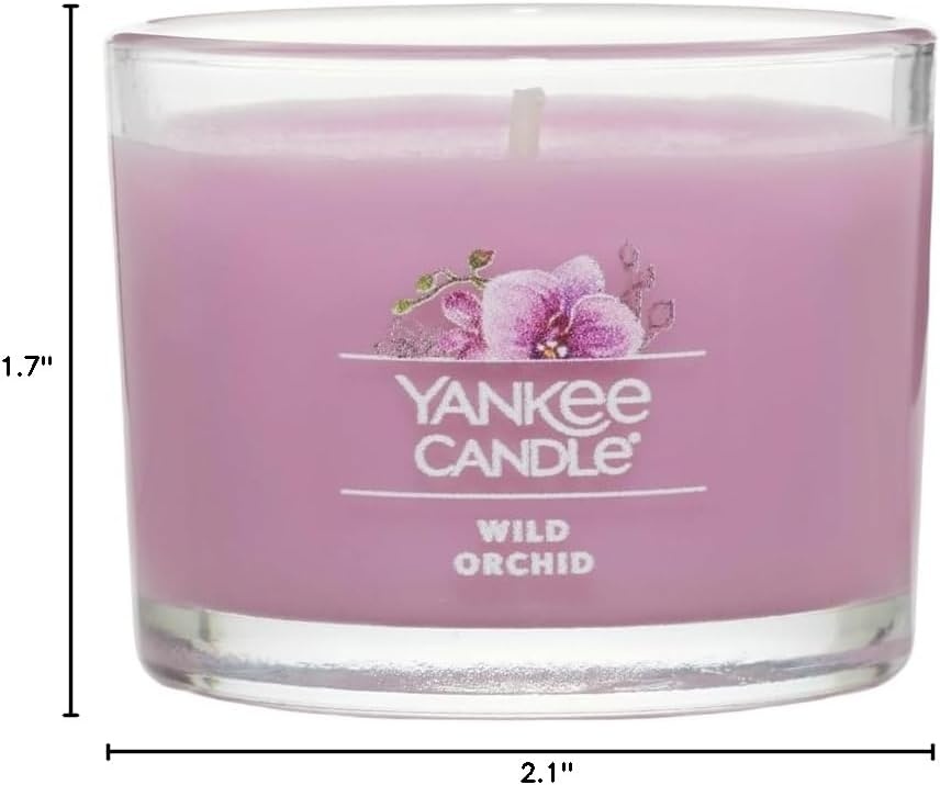 image:imageYankee Candle Mini Jar Wild Orchid Floral Fragrance Decorative Votive Candle Set for Gifting and Ambience Clean Burning Natural Fiber Wick 13 Ounce Pack of 4