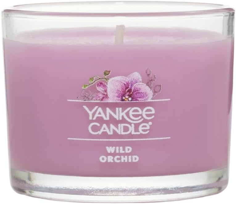 image:imageYankee Candle Mini Jar Wild Orchid Floral Fragrance Decorative Votive Candle Set for Gifting and Ambience Clean Burning Natural Fiber Wick 13 Ounce Pack of 4