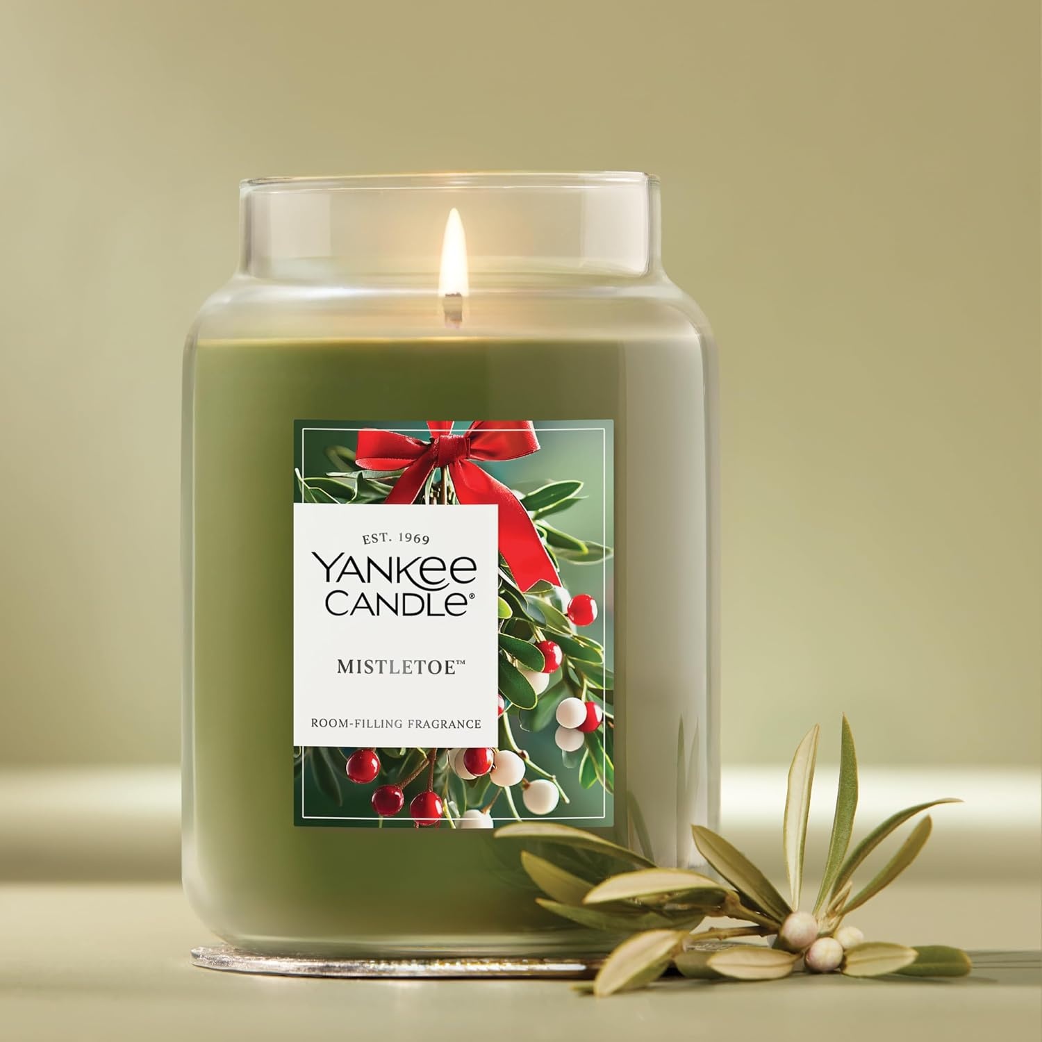 image:imageYankee Candle Mistletoe Christmas Scented Candle 22oz Large Jar with up to 150 Hour Burn Time GiftableMistletoe