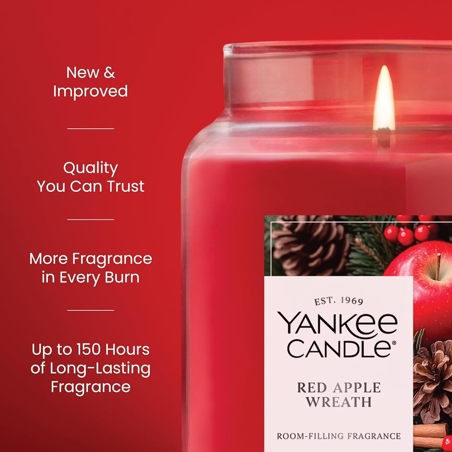 image:imageYankee Candle Mistletoe Christmas Scented Candle 22oz Large Jar with up to 150 Hour Burn Time GiftableRed Apple Wreath
