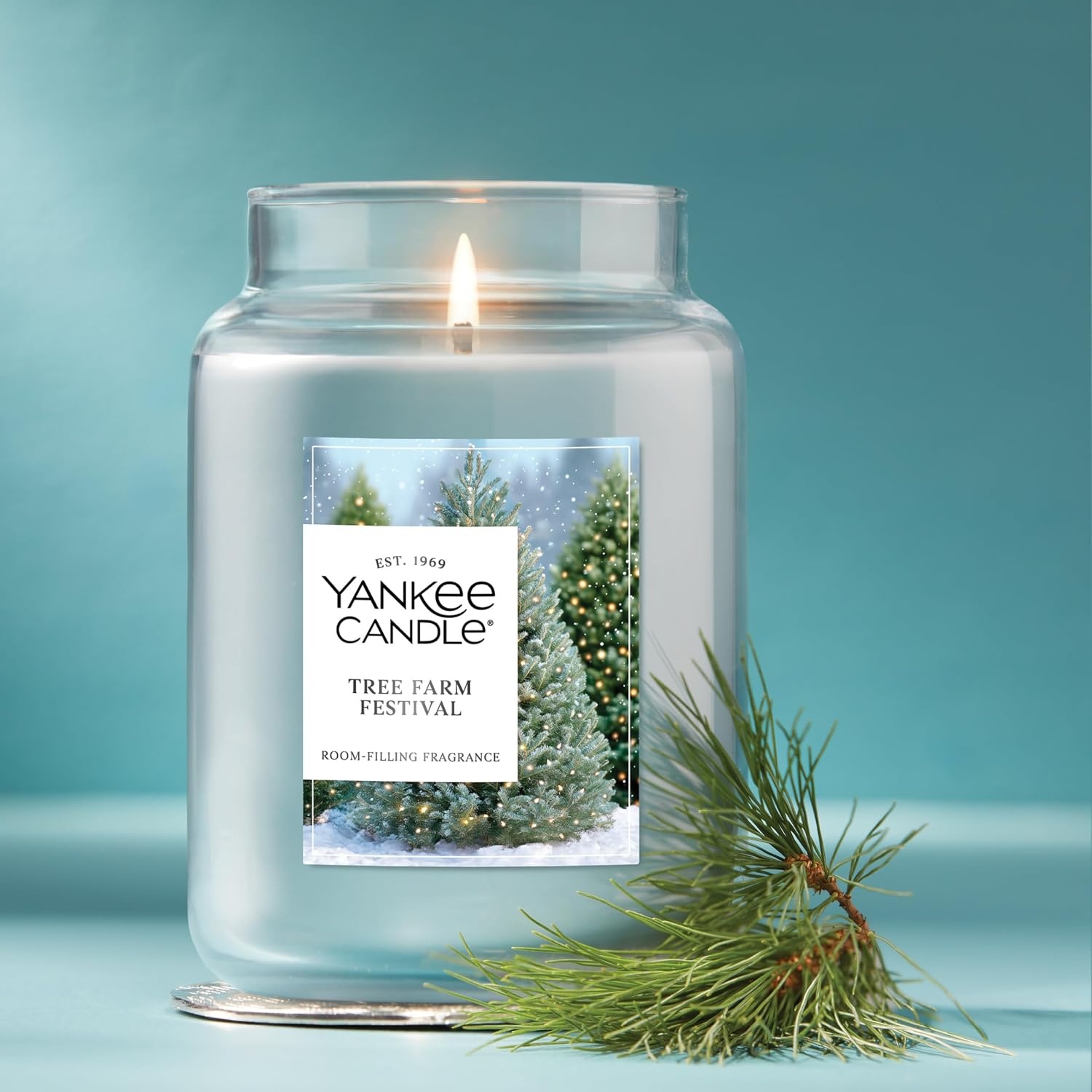 image:imageYankee Candle Mistletoe Christmas Scented Candle 22oz Large Jar with up to 150 Hour Burn Time GiftableTree Farm Festival