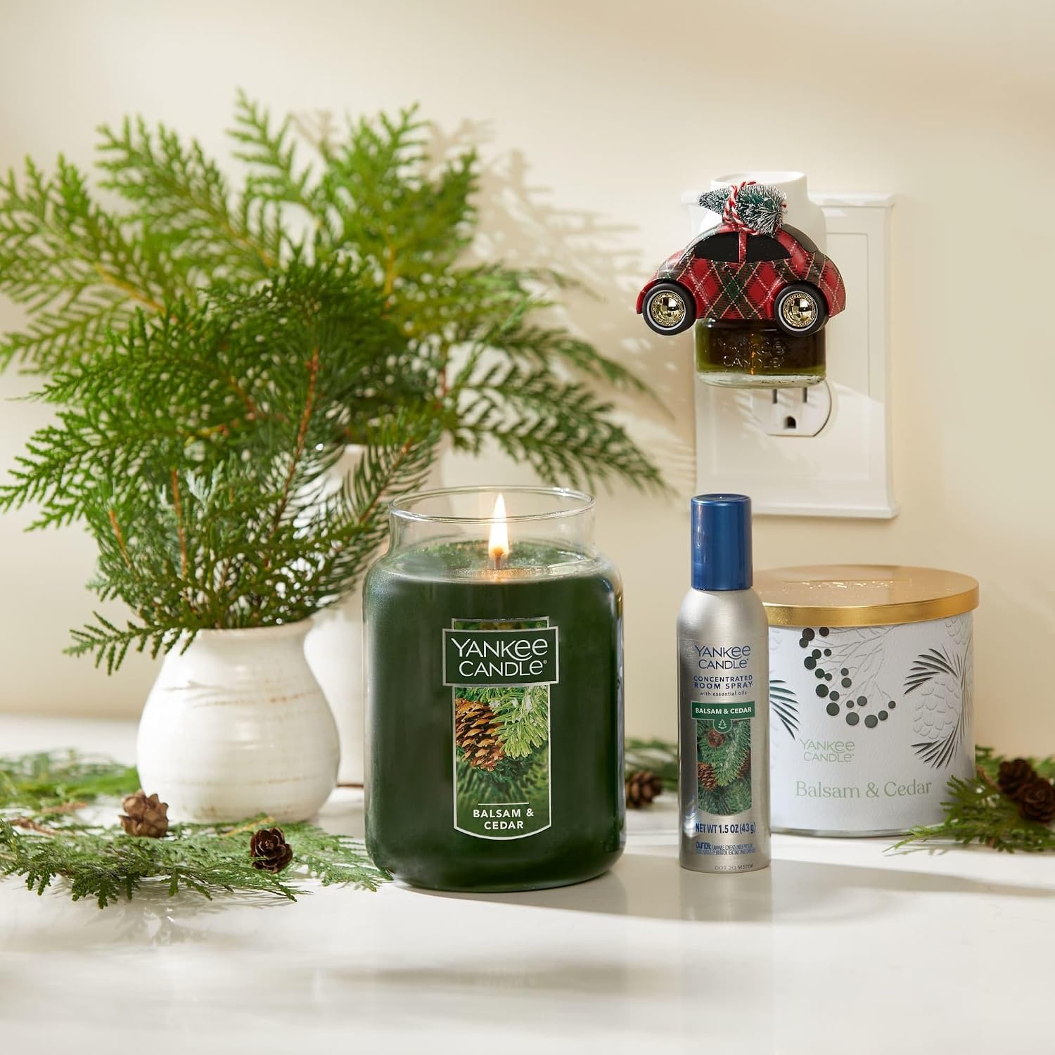 image:imageYankee Candle Room Spray Mystery Box 4 Pack Assorted Scents Long Lasting Home amp Car Air Freshener Odor Eliminator Room Deodorizer 15 oz Each 4 Sprays TotalBalsam Cedar