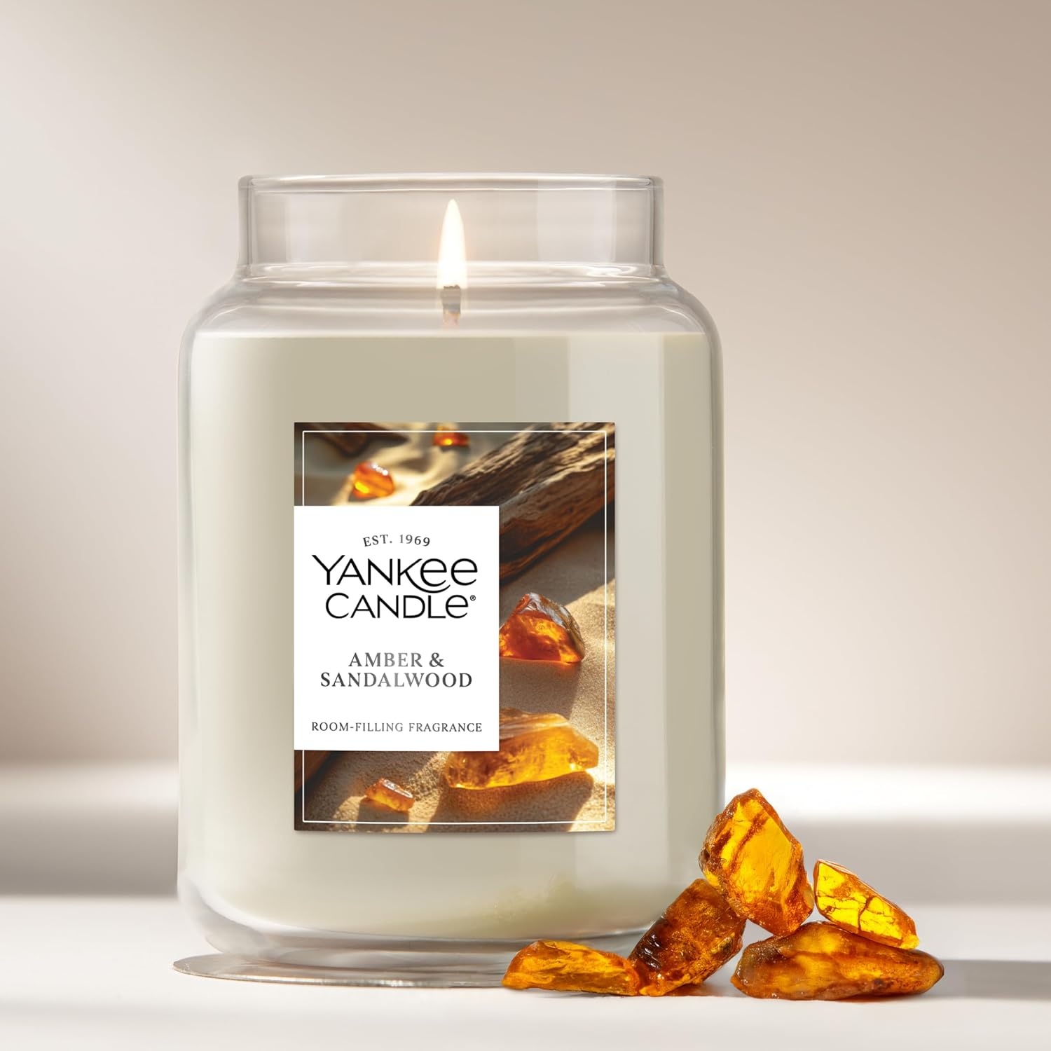 image:imageYankee Candle Salted Caramel Scented Candle 22oz Large Jar Up to 150 Hour Burn Time GiftableAmber Sandalwood