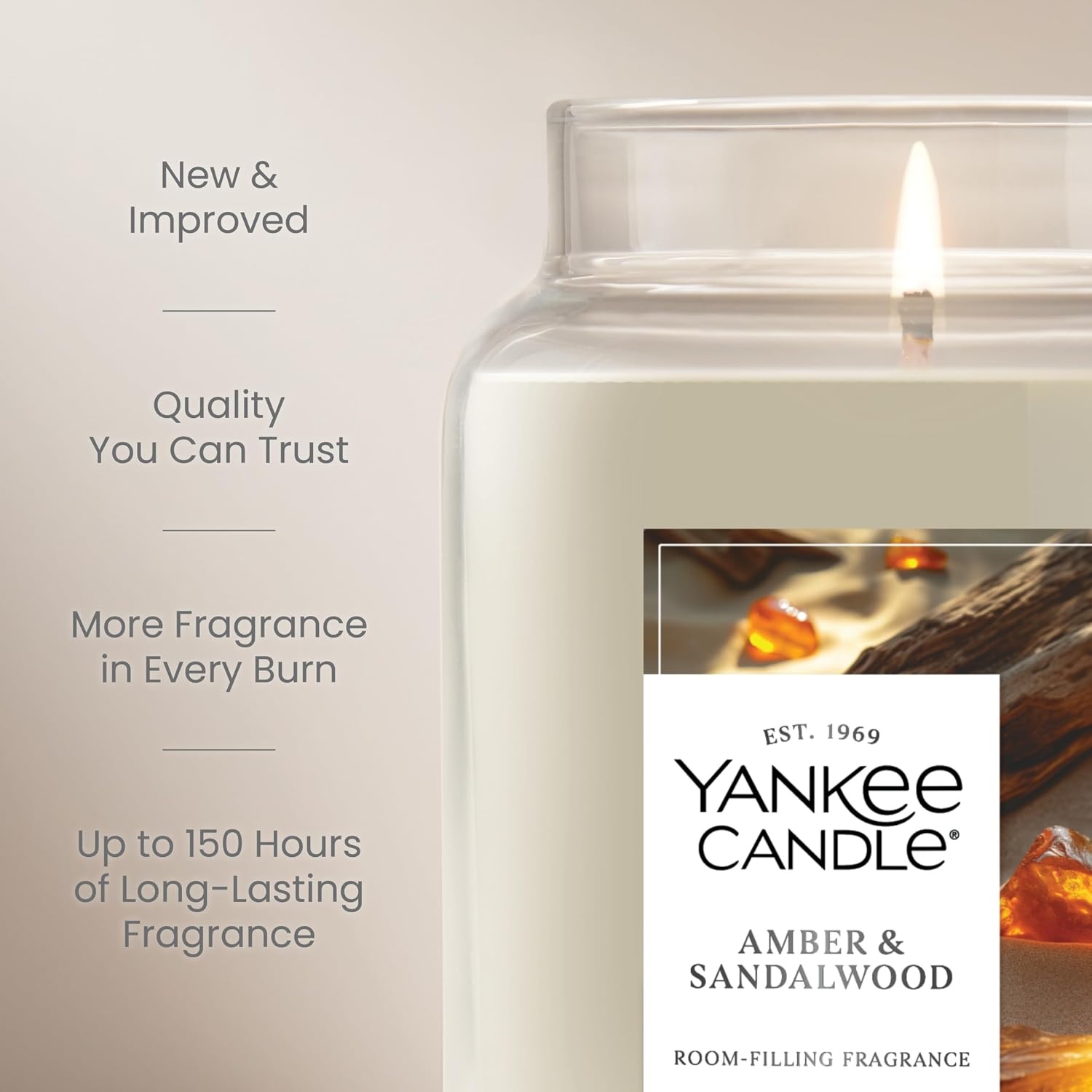 image:imageYankee Candle Salted Caramel Scented Candle 22oz Large Jar Up to 150 Hour Burn Time GiftableAmber Sandalwood