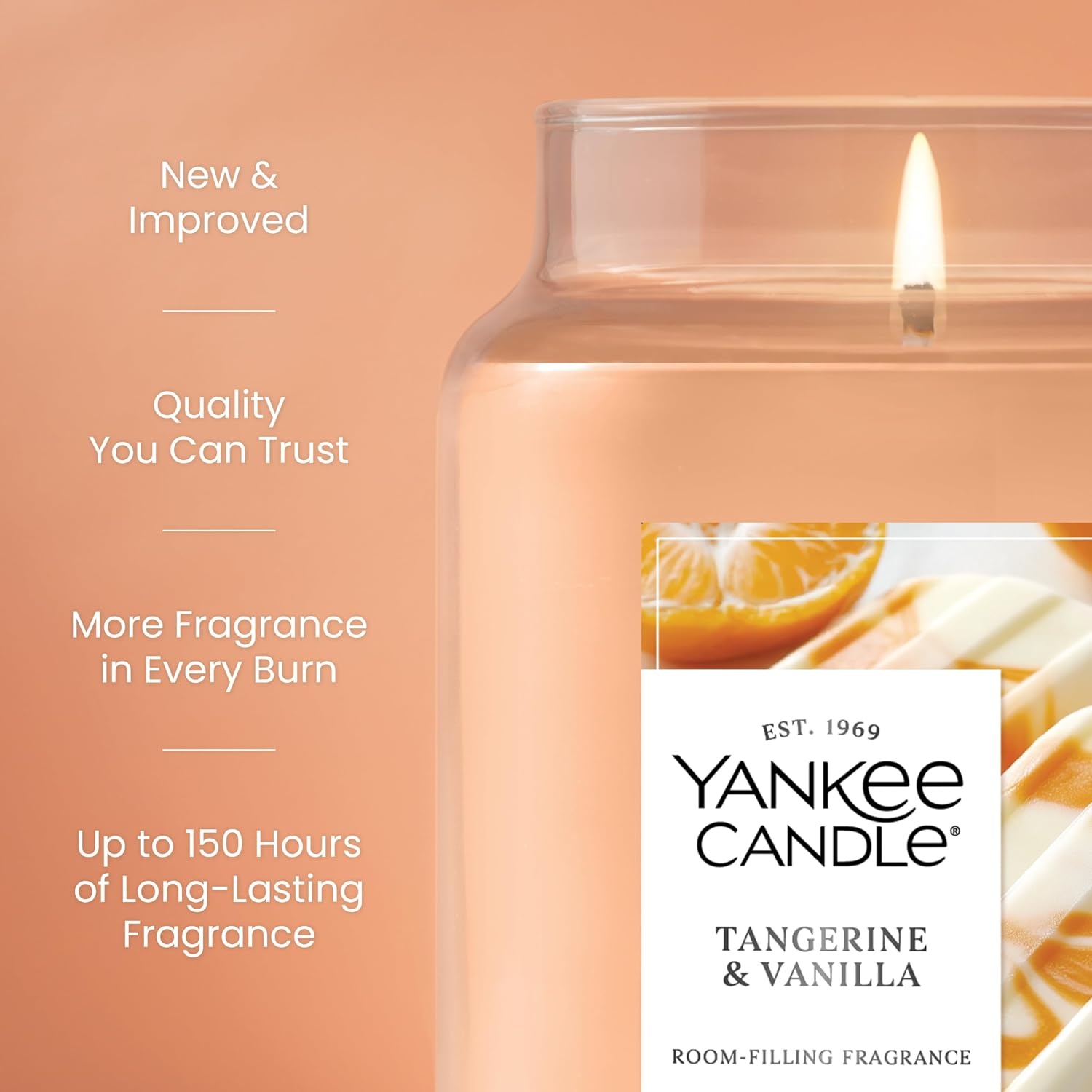 image:imageYankee Candle Salted Caramel Scented Candle 22oz Large Jar Up to 150 Hour Burn Time GiftableTangerine Vanilla