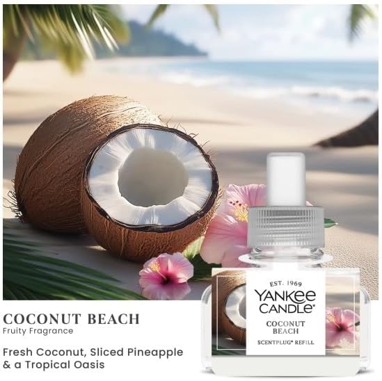 image:imageYankee Candle ScentPlug Refill for Plug in Air Fresheners Scented Oil Refills Long Lasting Home Fragrance Apple Pumpkin Pack of 4Coconut Beach