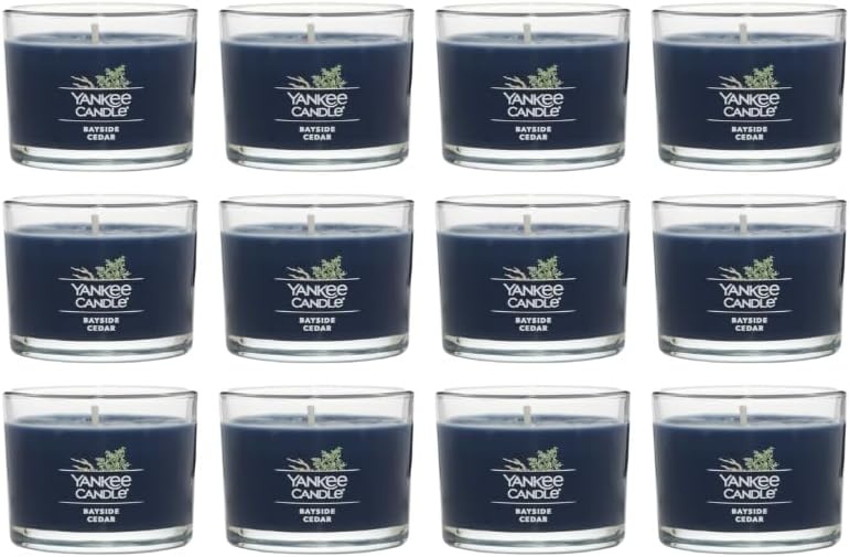 image:imageYankee Candle Signature Votive Mini Candle Jar Bayside Cedar Scent Natural Soy Wax Blend Candle with Natural Fiber Wick 13 OZ Glass Jar Pack of 12Bayside Cedar