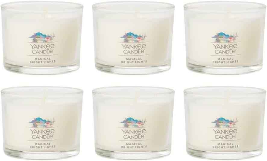 image:imageYankee Candle Signature Votive Mini Candle Jar Bayside Cedar Scent Natural Soy Wax Blend Candle with Natural Fiber Wick 13 OZ Glass Jar Pack of 12Magical Bright Lights