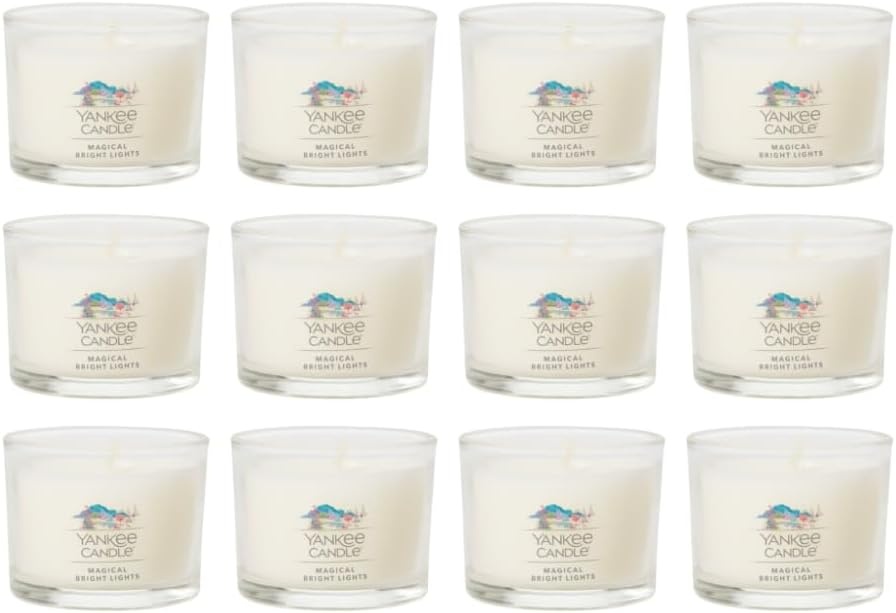 image:imageYankee Candle Signature Votive Mini Candle Jar Bayside Cedar Scent Natural Soy Wax Blend Candle with Natural Fiber Wick 13 OZ Glass Jar Pack of 12Magical Bright Lights