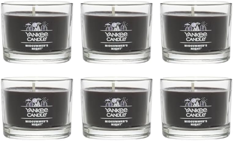 image:imageYankee Candle Signature Votive Mini Candle Jar Bayside Cedar Scent Natural Soy Wax Blend Candle with Natural Fiber Wick 13 OZ Glass Jar Pack of 12Midsummers Night