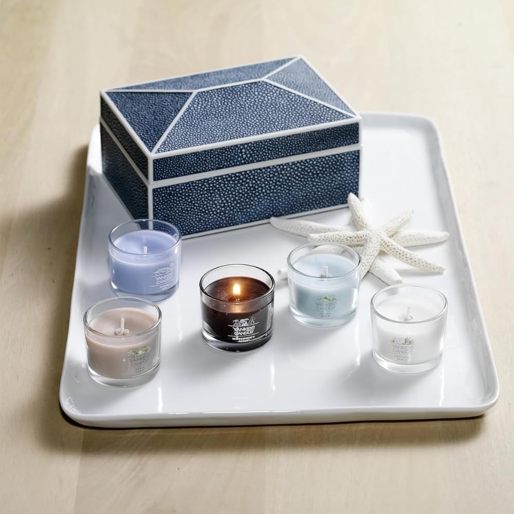 image:imageYankee Candle Signature Votive Mini Candle Jar Bayside Cedar Scent Natural Soy Wax Blend Candle with Natural Fiber Wick 13 OZ Glass Jar Pack of 12Midsummers Night