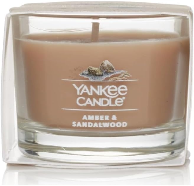 image:imageYankee Candle Signature Votive Mini Candle Jar Spiced Pumpkin Scent Natural Soy Wax Blend Candle with Natural Fiber Wick 13 OZ Glass Jar Pack of 12Amber Sandalwood