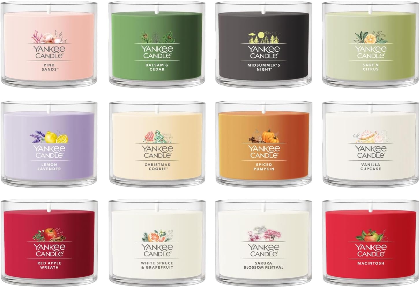 image:imageYankee Candle Signature Votive Mini Jars 12 Days of Christmas Candle Advent Calendar Variety Pack Natural Soy Wax Blend with Natural Fiber Wick 13 OZ Glass Jar Pack of 12Holiday 2025