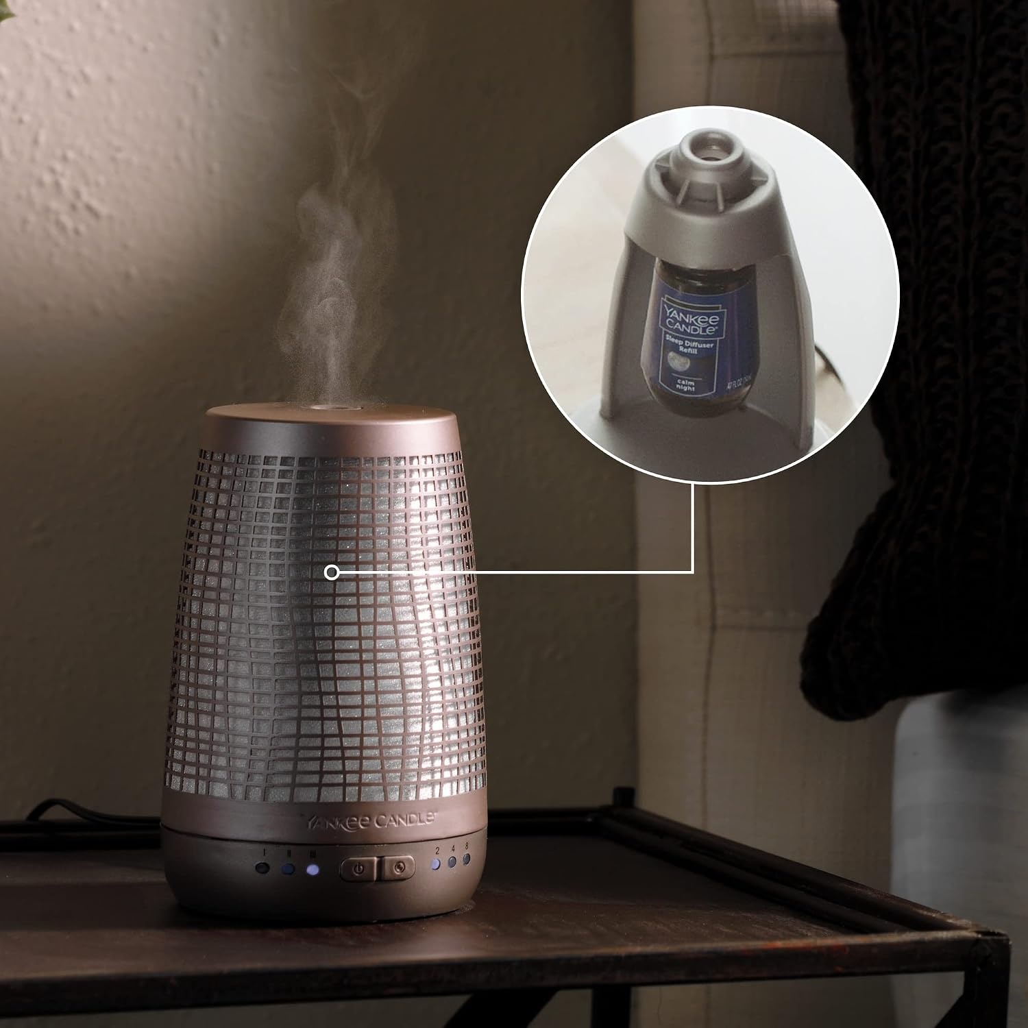 image:imageYankee Candle Sleep Diffuser Kit Bronze Includes Diffuser for Essential Oils and Calm Night Fragrance Oil Refill Up to 30 Nights of Relaxing FragranceCalm Night