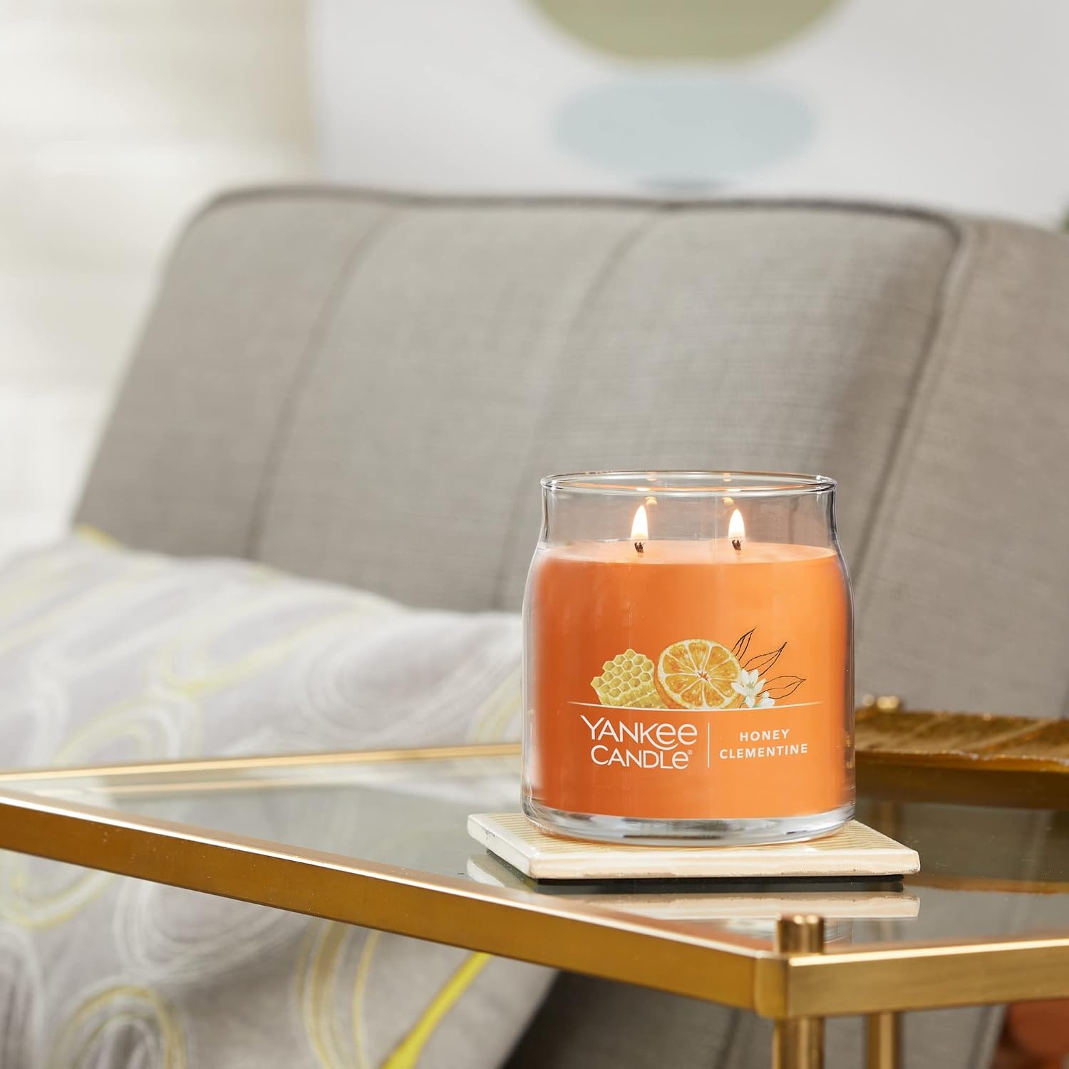 image:imageYankee Candle Studio Scented Candle Single Wick Jar Candle for Home Fragrance Premium Plant Wax Blend Long Lasting Burn Warm Luxe Cashmere Pack of 1Honey Clementine