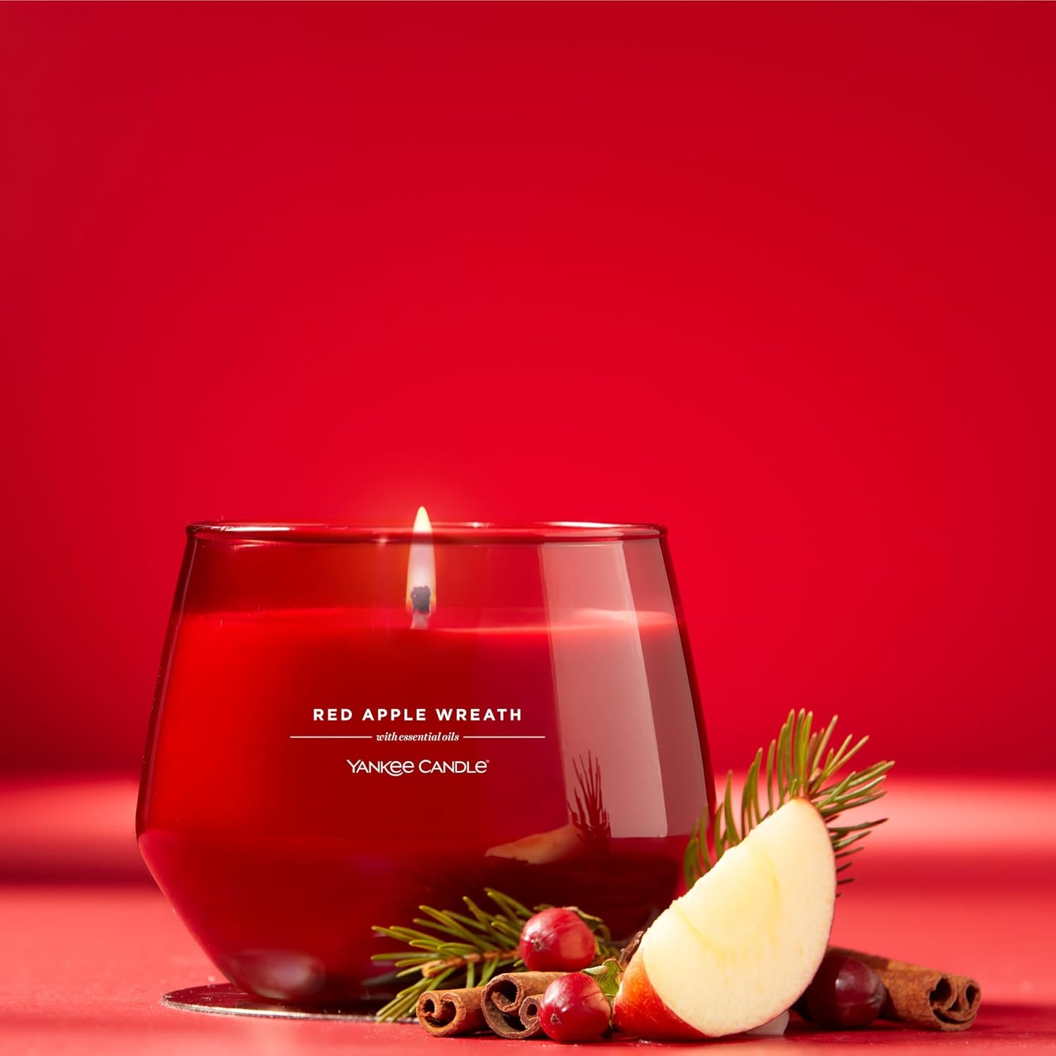 image:imageYankee Candle Studio Scented Candle with up to 50 Hour Burn Time Premium Plant Wax Blend for Consistent Burn 10 oz Jar Candle with Room Filling Fragrance Red Apple Wreath Pack of 1Festive
