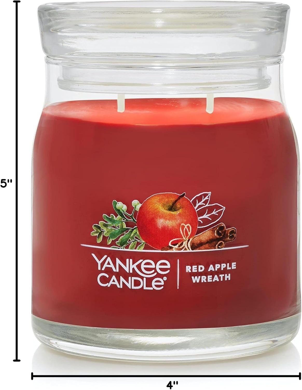 image:imageYankee Candle Studio Scented Candle with up to 50 Hour Burn Time Premium Plant Wax Blend for Consistent Burn 10 oz Jar Candle with Room Filling Fragrance Red Apple Wreath Pack of 1Fruit