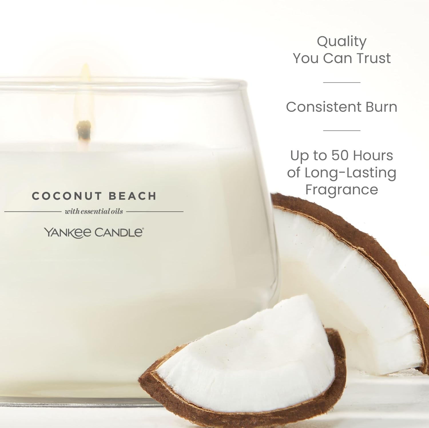 image:imageYankee Candle Studio Scented Candle with up to 50 Hour Burn Time Premium Plant Wax Blend for Consistent Burn 10 oz Jar Candle with Room Filling Fragrance Coconut Beach Pack of 1Studio Medium Jar
