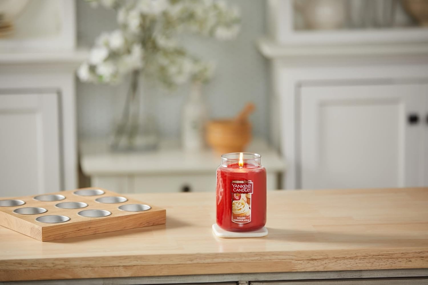 image:imageYankee Candle Sugared Cinnamon Apple Scented Classic 22oz Large Jar Single Wick Aromatherapy Candle Over 110 Hours of Burn Time Perfect for Fall and Autumn Home DcorFruit