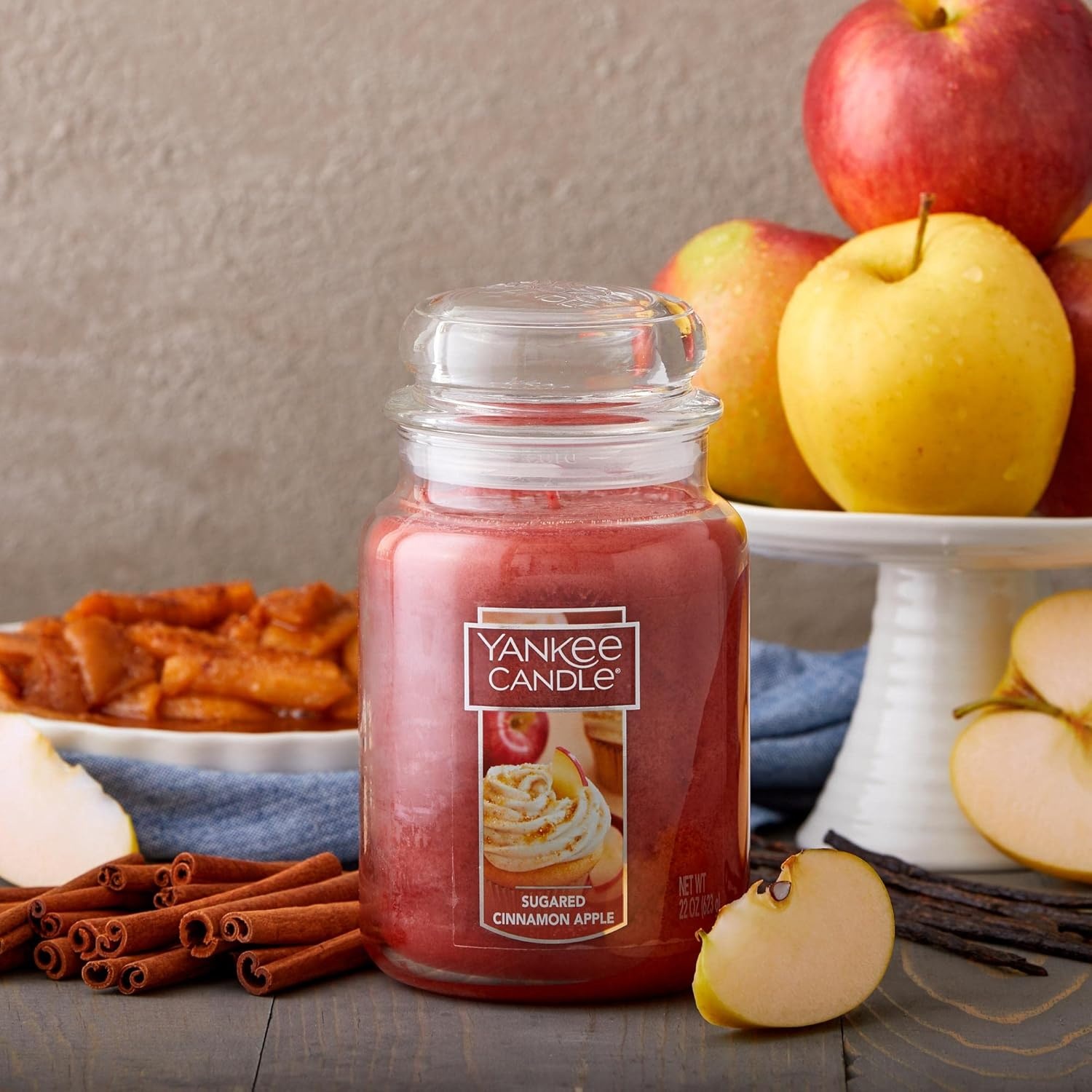 image:imageYankee Candle Sugared Cinnamon Apple Scented Classic 22oz Large Jar Single Wick Aromatherapy Candle Over 110 Hours of Burn Time Perfect for Fall and Autumn Home DcorFruit