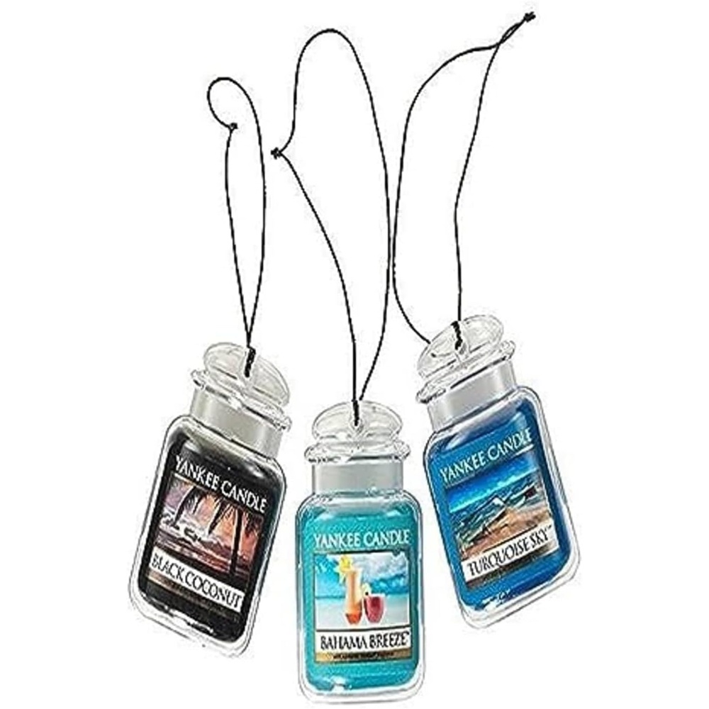 image:imageYankee Candle Car Jar Ultimate Vanilla Black Cherry amp Home Sweet Home Hanging Air Freshener Neutralizes Odors with Authentic Fragrance for Travel or Home 3 Units Variety PackTropical