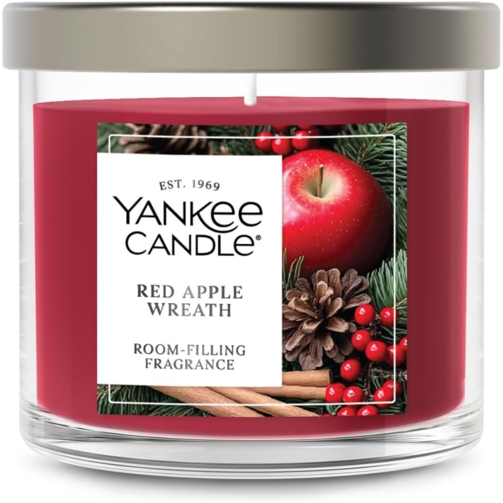 image:imageYankee Candle Large Tumbler Scented Candle with up to 80 Hour Burn Time Premium Plant Wax Blend for Consistent Burn 20 oz Tumbler Candle with Room Filling Fragrance Cherries on SnowRed Apple Wreath