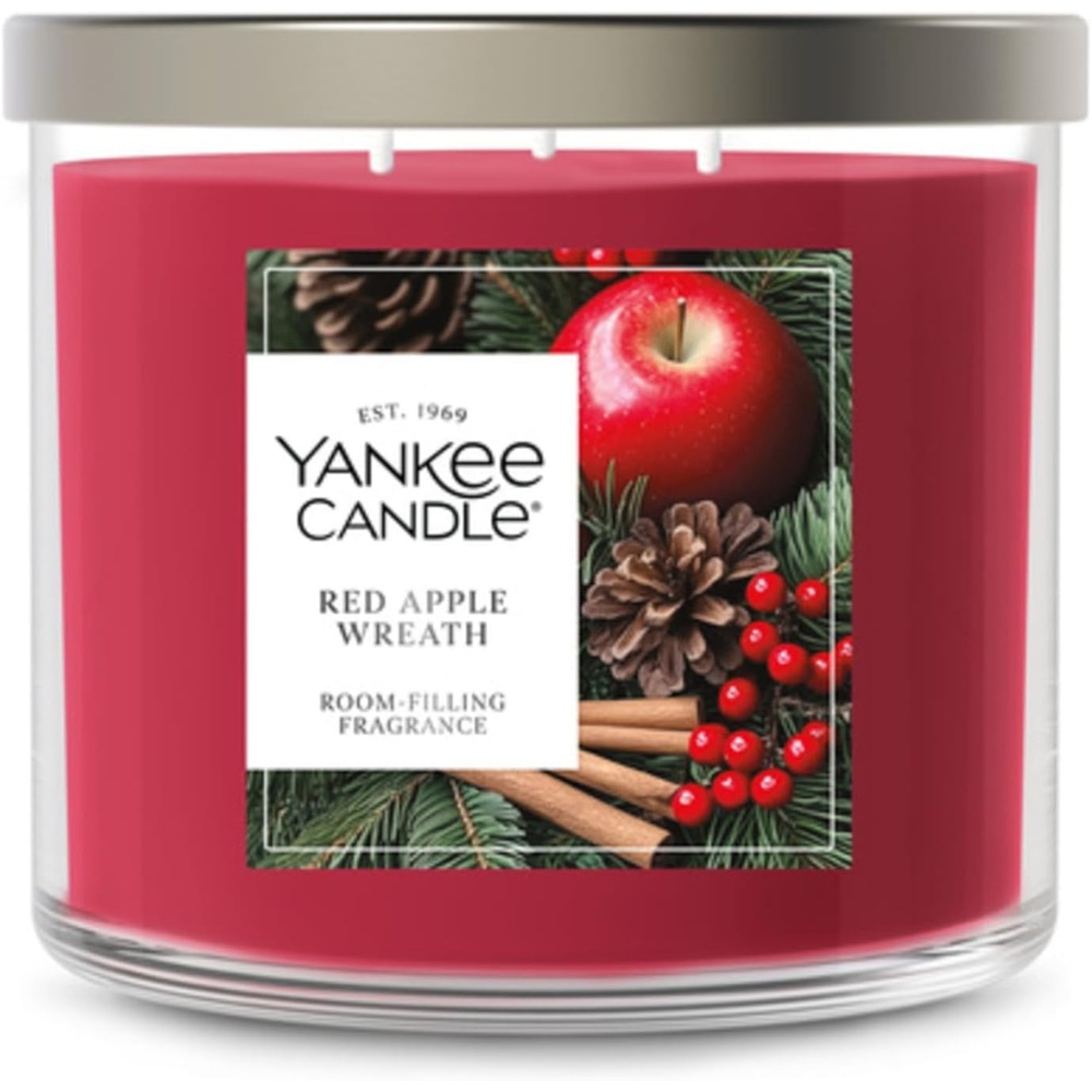 image:imageYankee Candle Large Tumbler Scented Candle with up to 80 Hour Burn Time Premium Plant Wax Blend for Consistent Burn 20 oz Tumbler Candle with Room Filling Fragrance Balsam amp CedarRed Apple Wreath