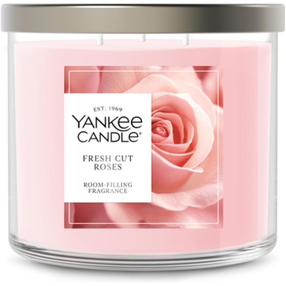 image:imageYankee Candle Large Tumbler Scented Candle with up to 80 Hour Burn Time Premium Plant Wax Blend for Consistent Burn 20 oz Tumbler Candle with Room Filling Fragrance Lilac BlossomsFresh Cut Roses