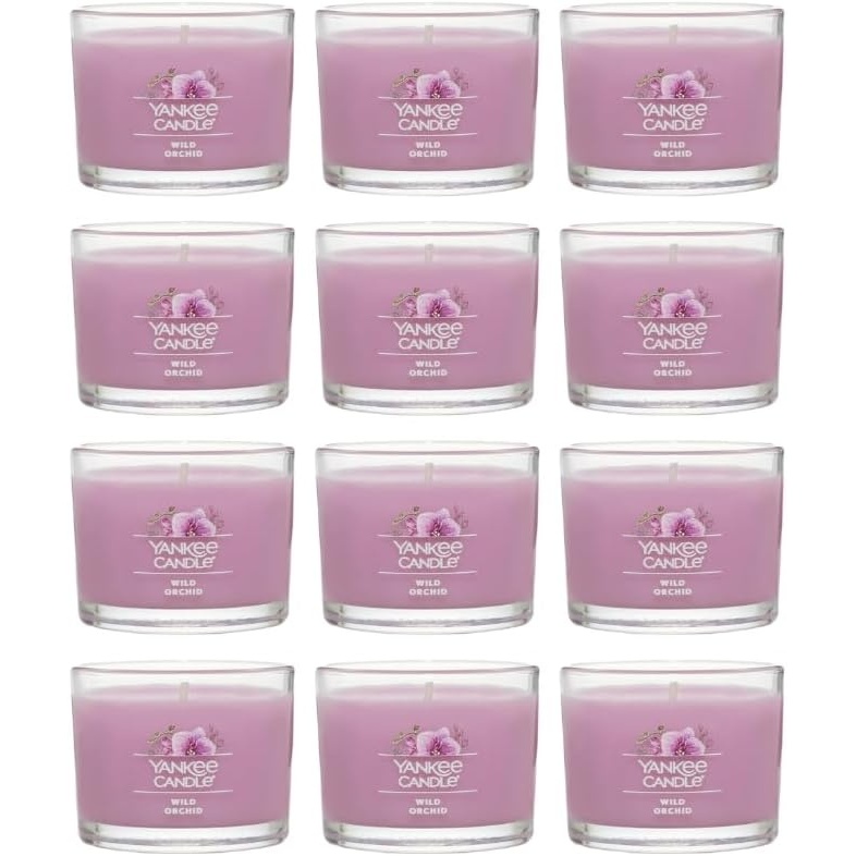 image:imageYankee Candle Mini Jar Candles Wild Orchid Scented Pink Soy Wax Blend for Long Lasting Home Fragrance and Decorative Table Accents 13 Ounce Pack of 12