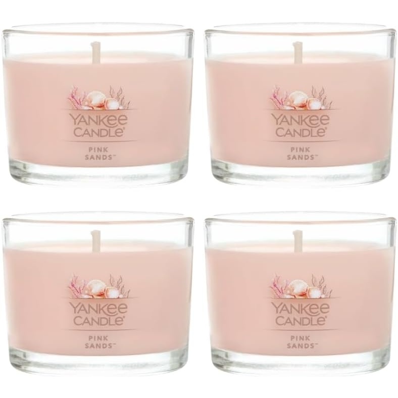 image:imageYankee Candle Mini Jar Scented Candle Small Single Wick Candle for Home Fragrance Long Lasting Burn Pink Sands Pack of 4