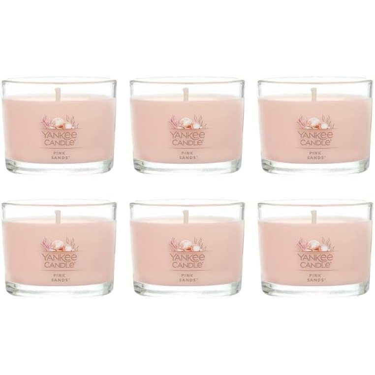 image:imageYankee Candle Mini Jar Scented Candle Small Single Wick Candle for Home Fragrance Long Lasting Burn Pink Sands Pack of 6