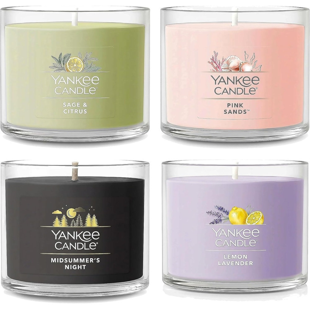 image:imageYankee Candle Mini Jar Scented Candles Small Single Wick Candle Set Soy Wax Blend Vanilla Cupcake Lilac Blossoms Coconut Beach Pink Sands Sweet Serenity Variety PackTropical Breeze
