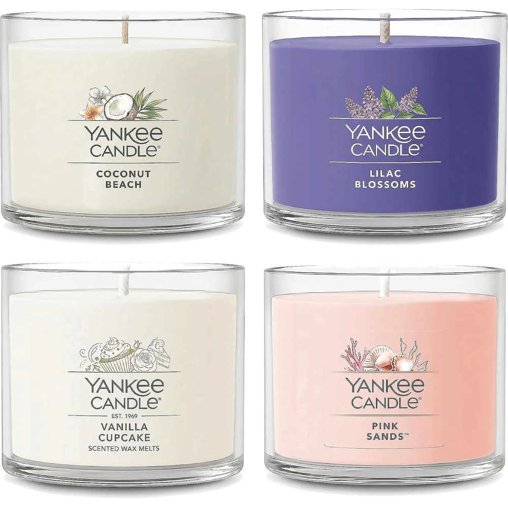 image:imageYankee Candle Mini Jar Scented Candles Small Single Wick Candle Set Soy Wax Blend Vanilla Cupcake Lilac Blossoms Coconut Beach Pink Sands Sweet Serenity Variety PackSweet Serenity