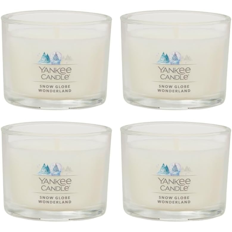 image:imageYankee Candle Mini Jar Scented Candles Small Single Wick Candle Set for Home Fragrance Soy Wax Blend Long Lasting Burn Shimmering Christmas Tree Pack of 6Snow Globe Wonderland