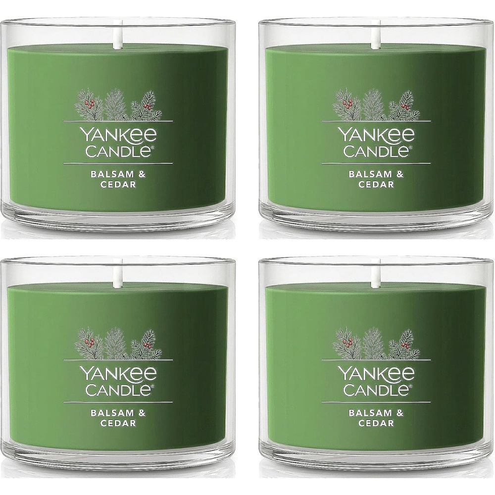 image:imageYankee Candle Mini Jar Scented Candles Small Single Wick Candle Set for Home Fragrance Soy Wax Blend Long Lasting Burn Shimmering Christmas Tree Pack of 6Balsam Cedar