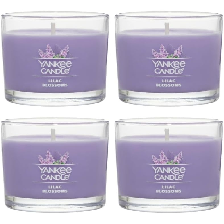 image:imageYankee Candle Mini Jar Scented Lilac Blossoms Premium Floral Home Fragrance Wax Blend Long Lasting Aroma for Daily Relaxation 13 Ounce Pack of 4