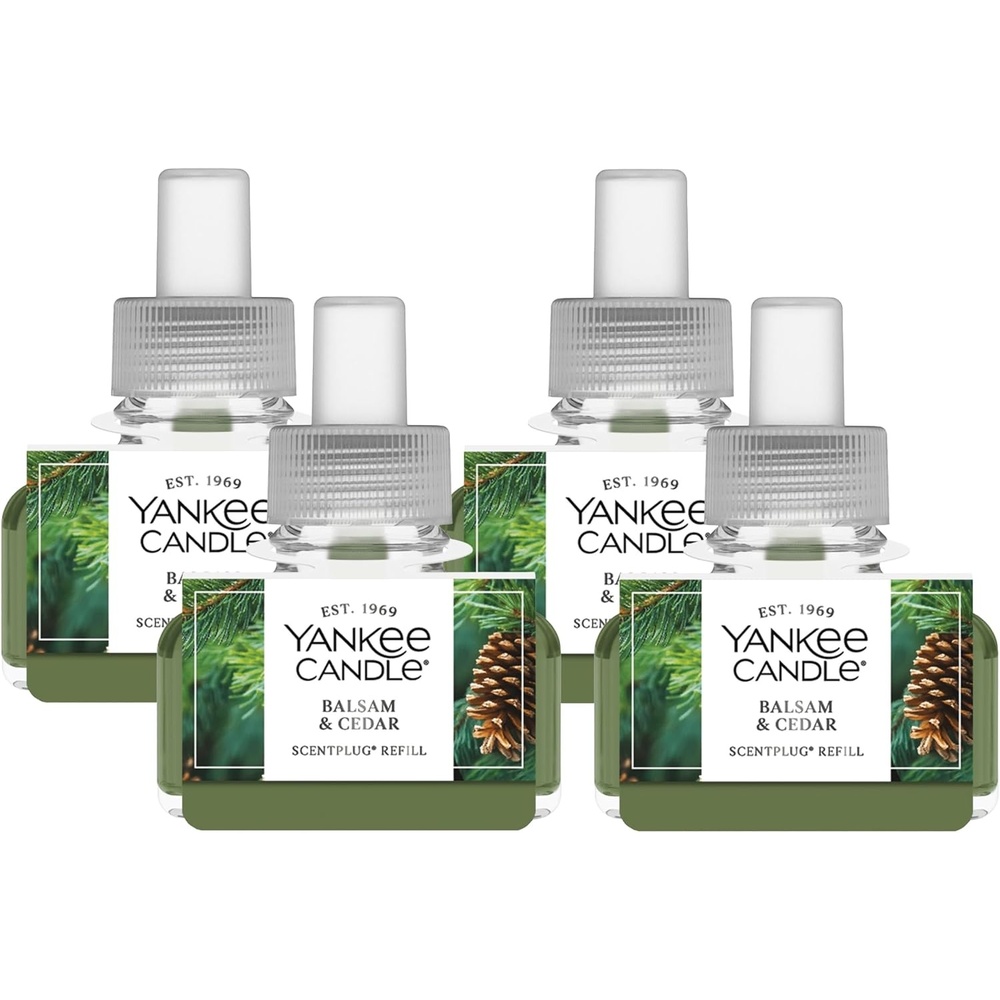 image:imageYankee Candle ScentPlug Refill for Plug in Air Fresheners Scented Oil Refills Long Lasting Home Fragrance Apple Pumpkin Pack of 4Balsam  Cedar