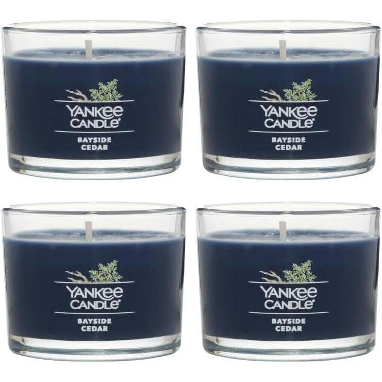 image:imageYankee Candle Signature Votive Mini Candle Jar Bayside Cedar Scent Natural Soy Wax Blend Candle with Natural Fiber Wick 13 OZ Glass Jar Pack of 12Bayside Cedar