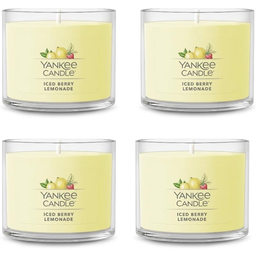 image:imageYankee Candle Signature Votive Mini Candle Jar Red Apple Wreath Scent Natural Soy Wax Blend Candle with Natural Fiber Wick 13 OZ Glass Jar Pack of 12Iced Berry  Lemonade